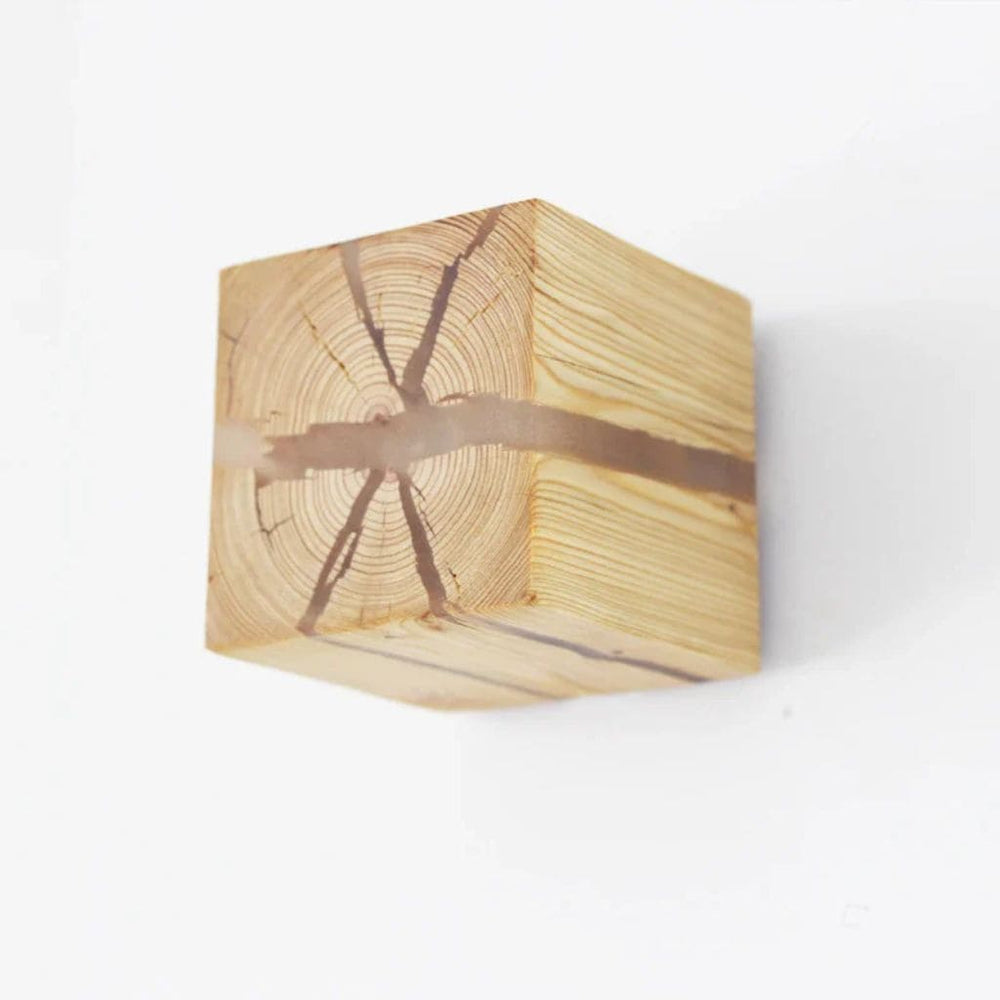 Lampe Murale Cube en Résine et Bois