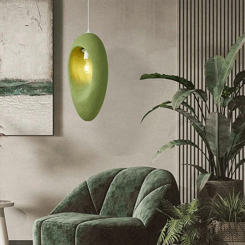 Lampadario designer wabi sabi in verde fresco