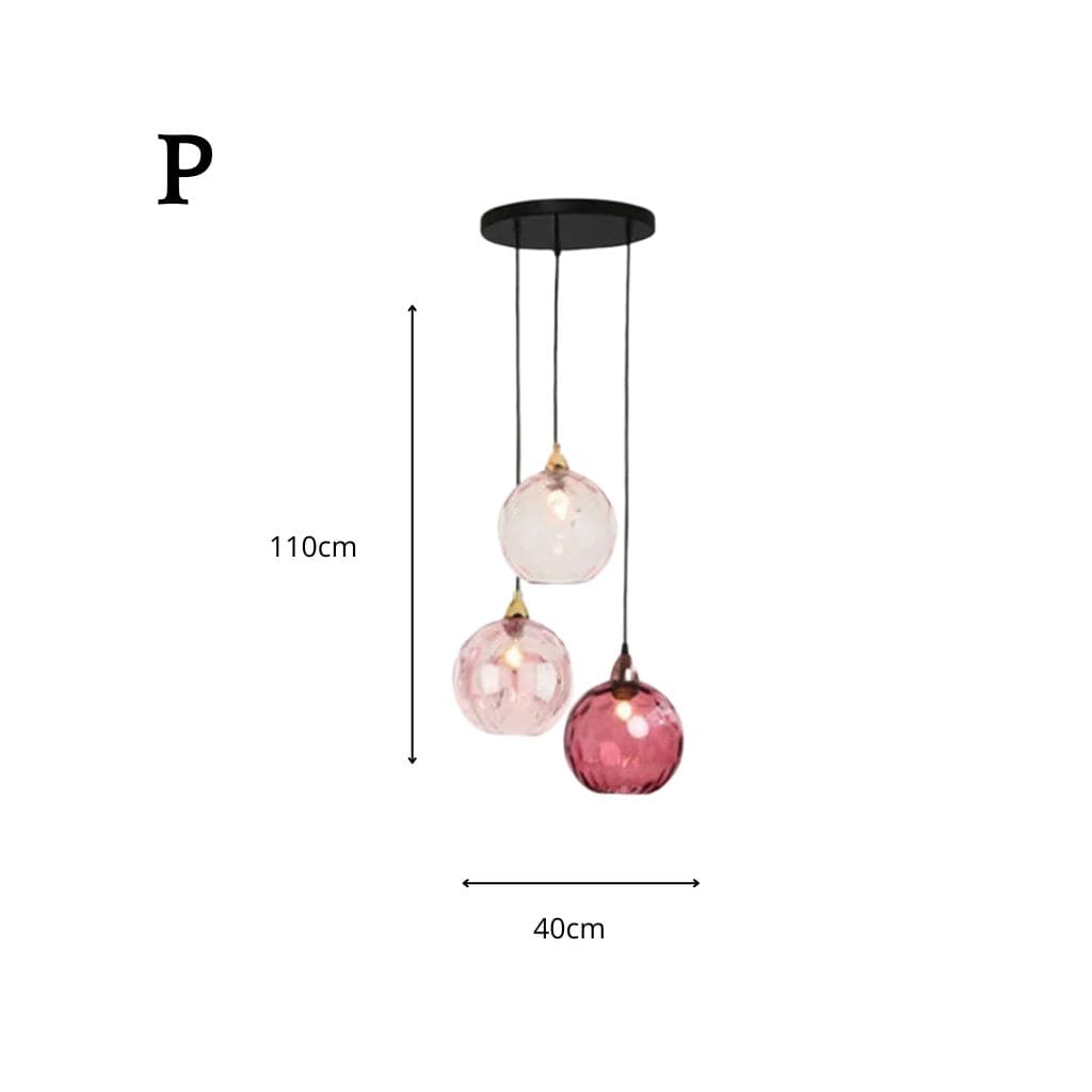 Lampadario moderno con palline di vetro colorate