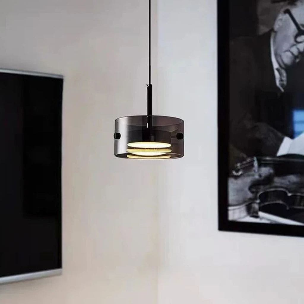 Lampadario moderno per la decorazione della casa, paralume in vetro, camera da letto di lusso, nero, interno, lampada a sospensione, LED, rotondo, bar, sala da pranzo