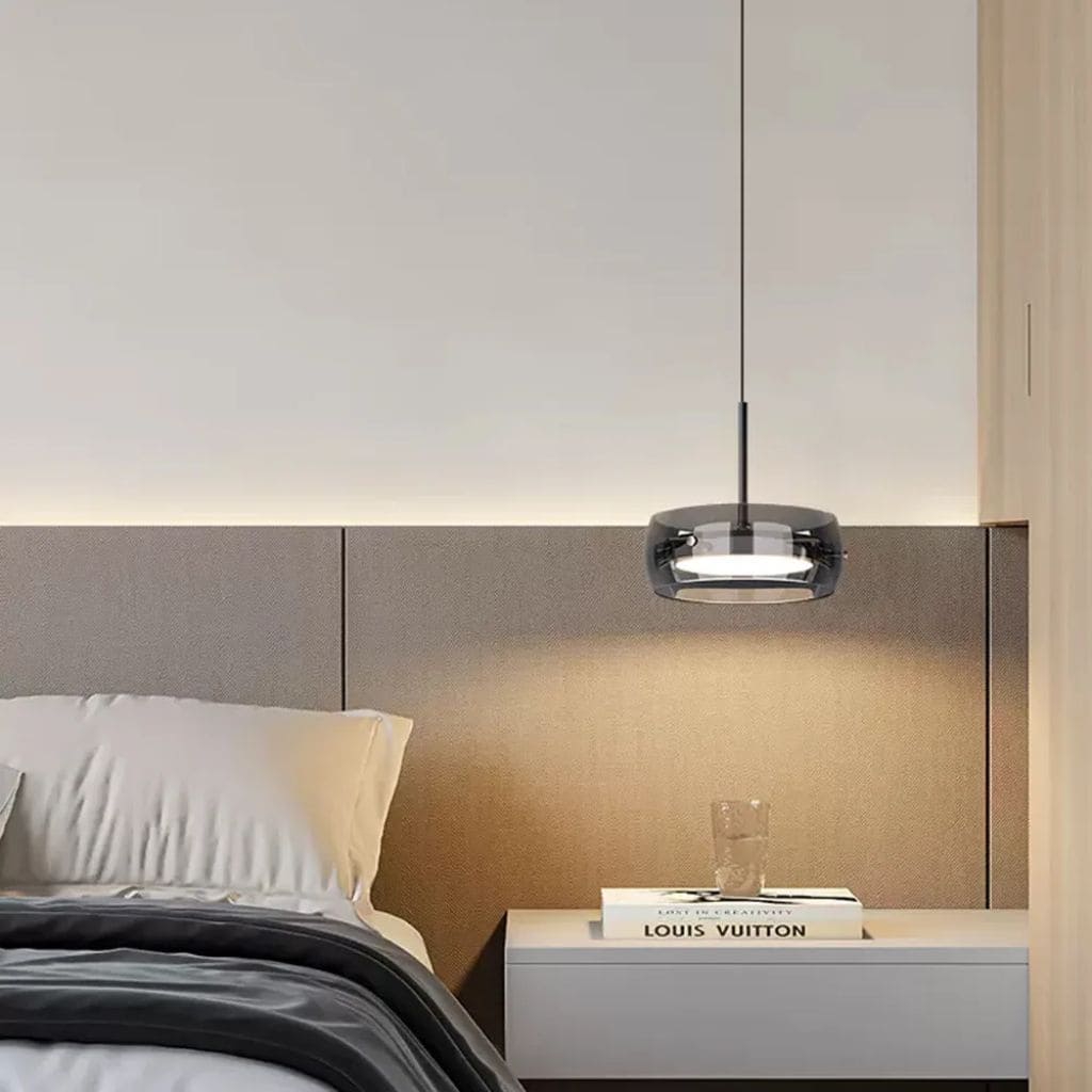 Lampadario moderno per la decorazione della casa, paralume in vetro, camera da letto di lusso, nero, interno, lampada a sospensione, LED, rotondo, bar, sala da pranzo